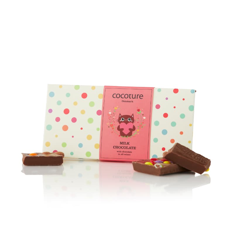 Chokoladeplade med "smart kids" i rød Cocoture æske - 55g