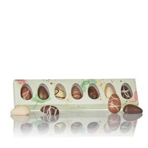 Marcipanæg og fyldte chokoladeæg i grøn Cocoture æske - 87g