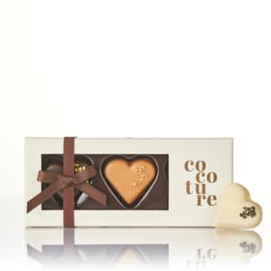 Marcipanhjerter i hvid Cocoture æske - 54g