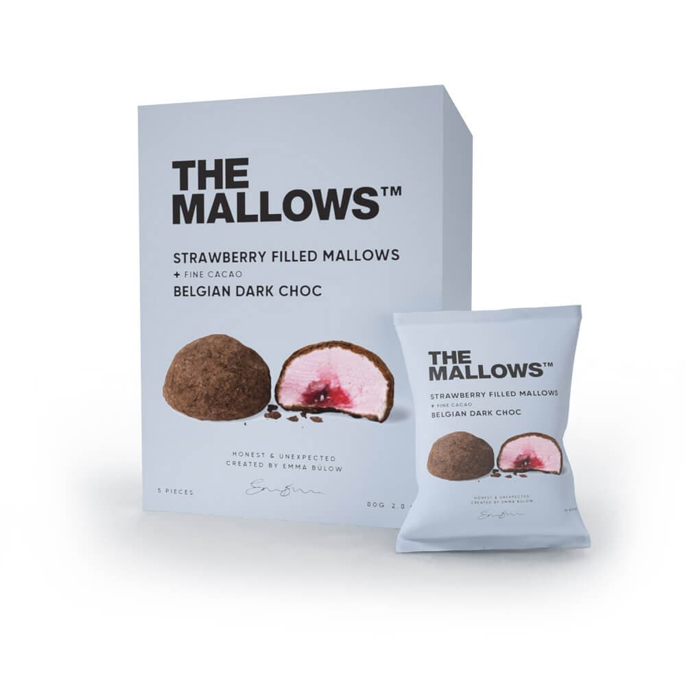 The Mallows, Strawberry Filled Mallows & Belgian Dark Choc Box  5 stk