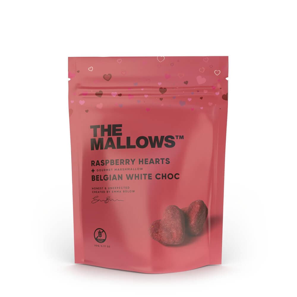 The Mallows, Raspberry Hearts med hvid chokolade & hindbær