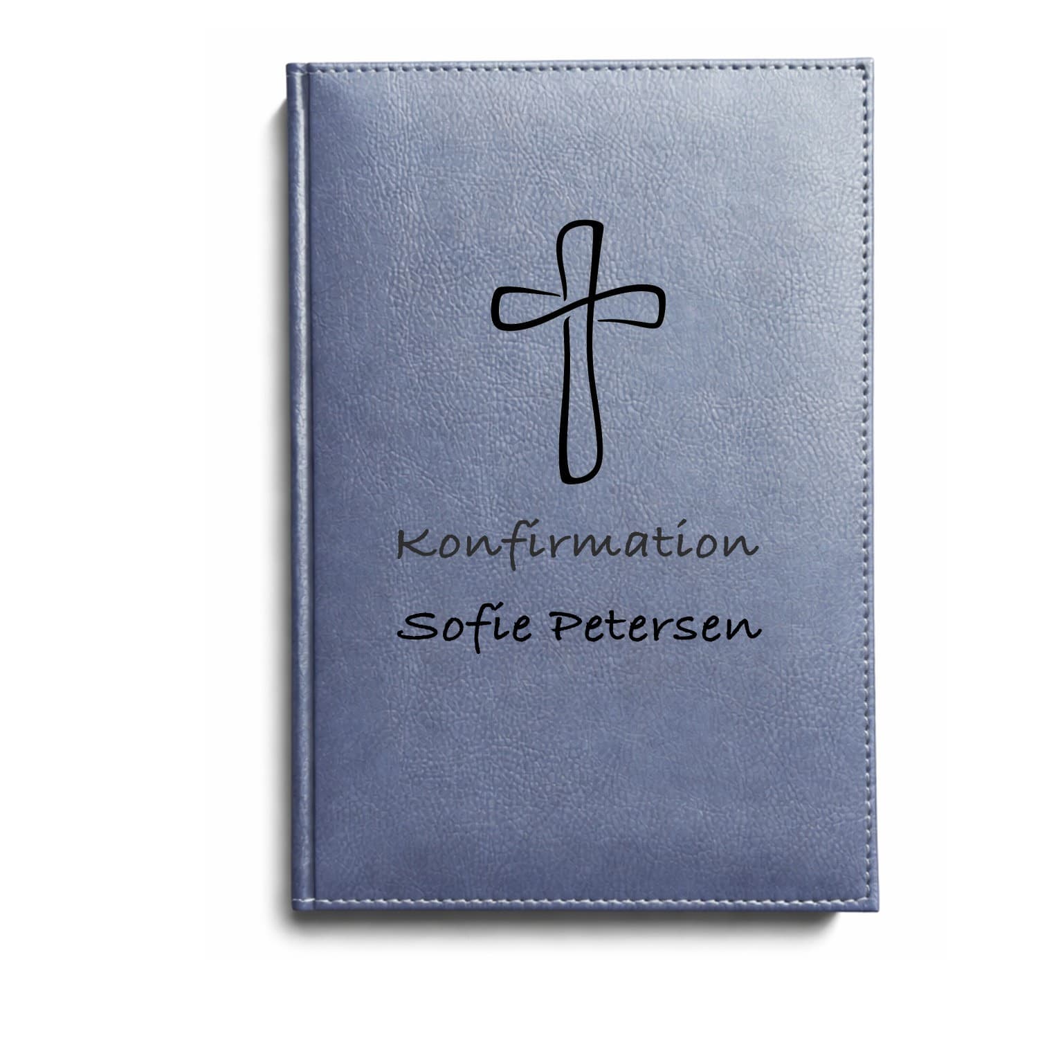 Gæstebog blå til  konfirmation uden linjer 17,5 x 24,5 cm
