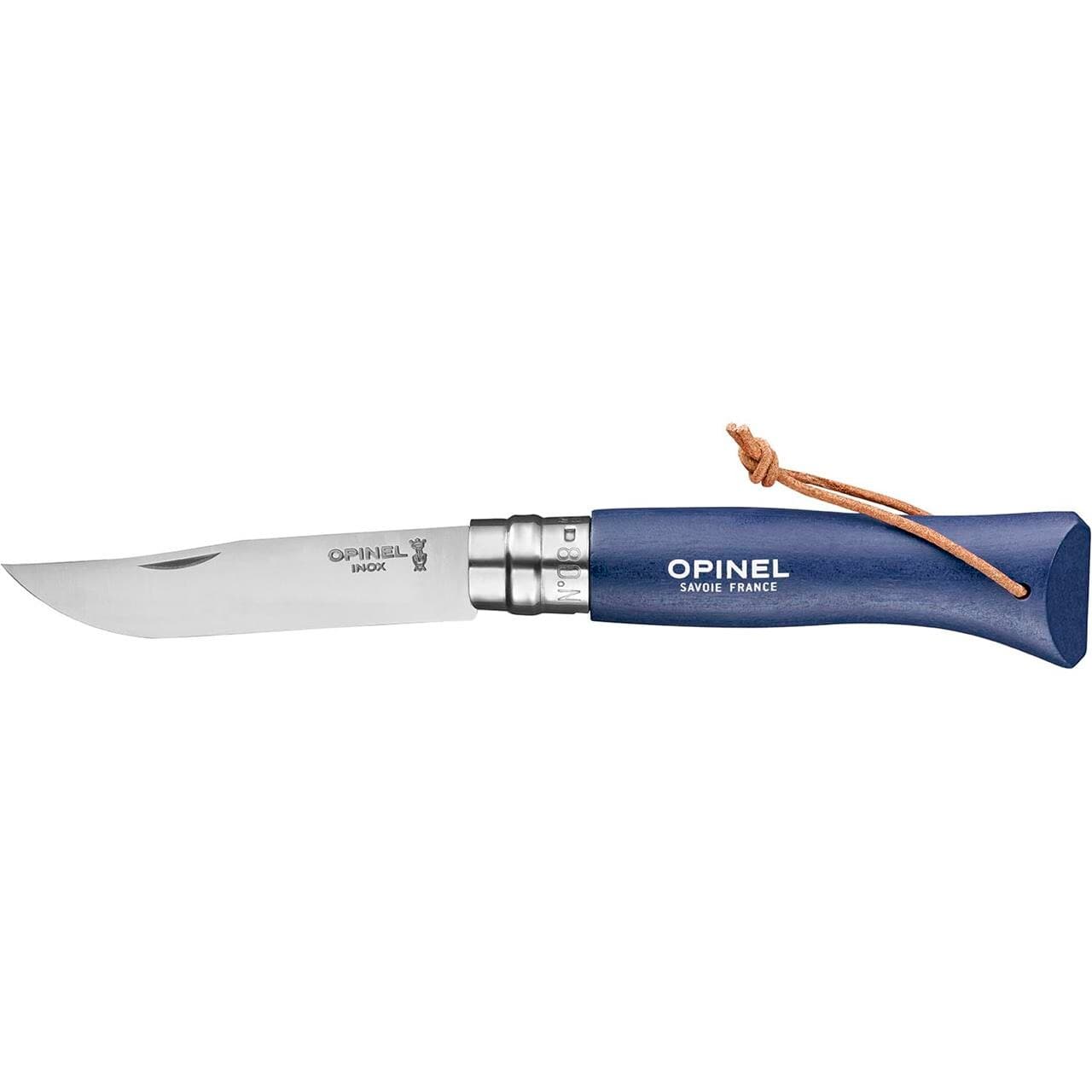 Opinel Trekking N°08 w Leather strap (Blå (DARK BLUE))