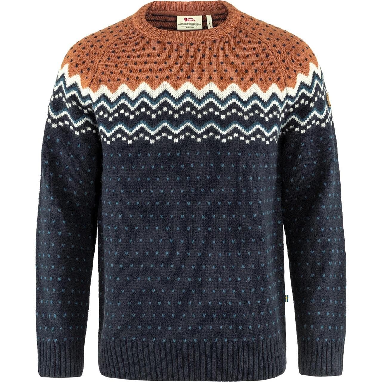 Fjällräven Mens Övik Knit Sweater  (Blå (DARK NAVY-TERRACOTTA/555-243) X-large)