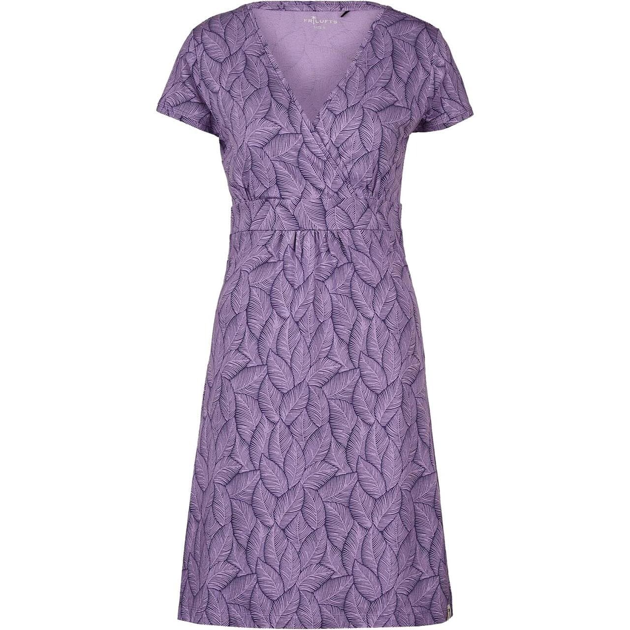 Frilufts Womens Hedje Printed Dress  (Lilla (CHALK VIOLET AOP BICL LEAVES) Large)