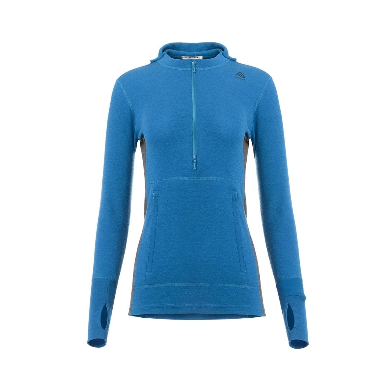 Aclima Womens WarmWool Hood Sweater W/zip (Blå (CORSAIR/MARENGO) X-small)