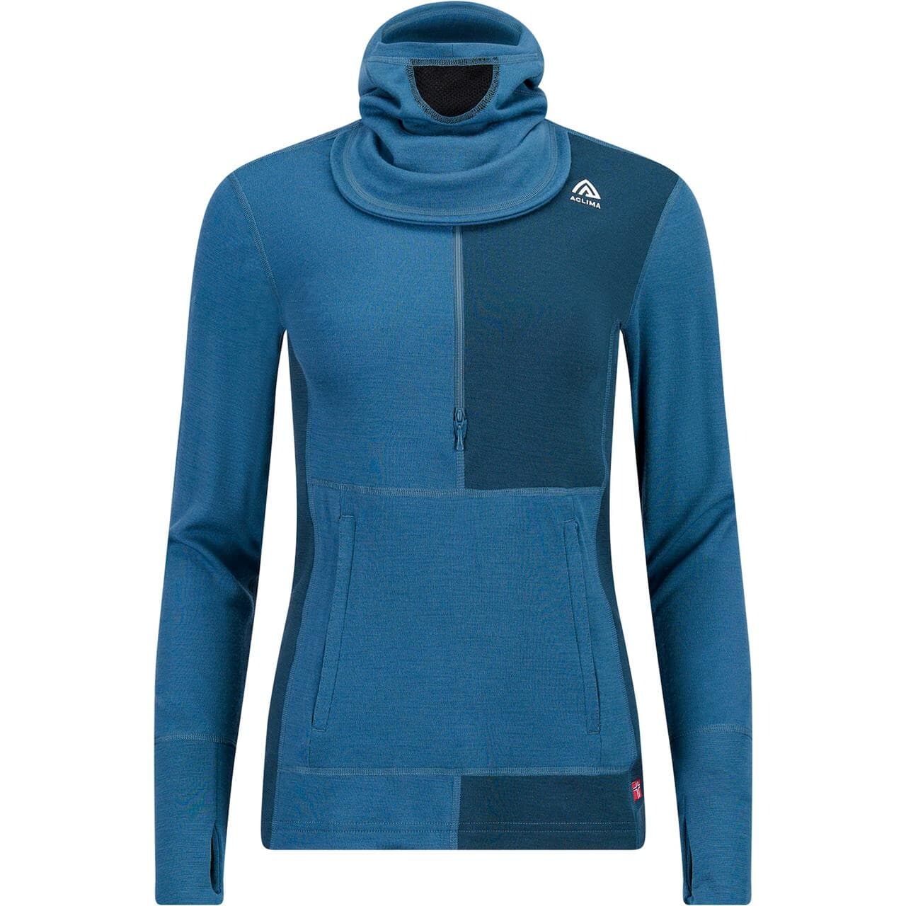 Aclima Womens WarmWool Hood Sweater W/zip (Blå (BLUE FUSION/MIDNIGHT NAVY) Medium)