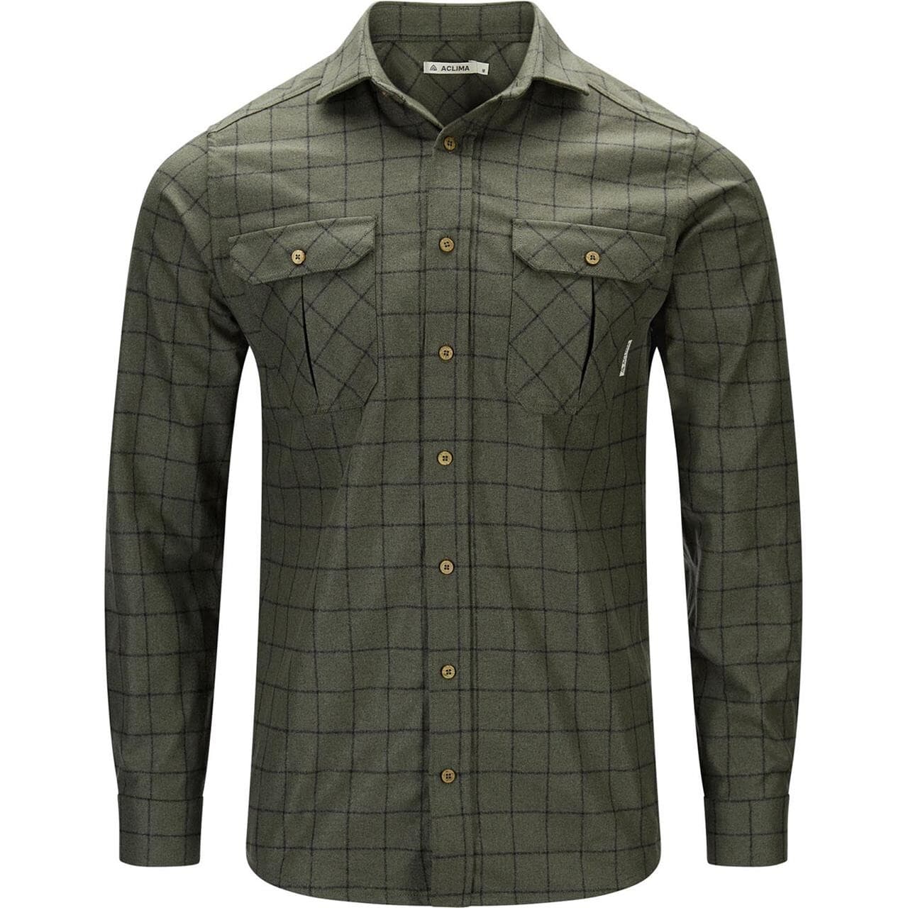 Aclima Mens Leisurewool Reborn Woolshirt  (Grøn (GRID FOREST/DARK GREY) X-small)