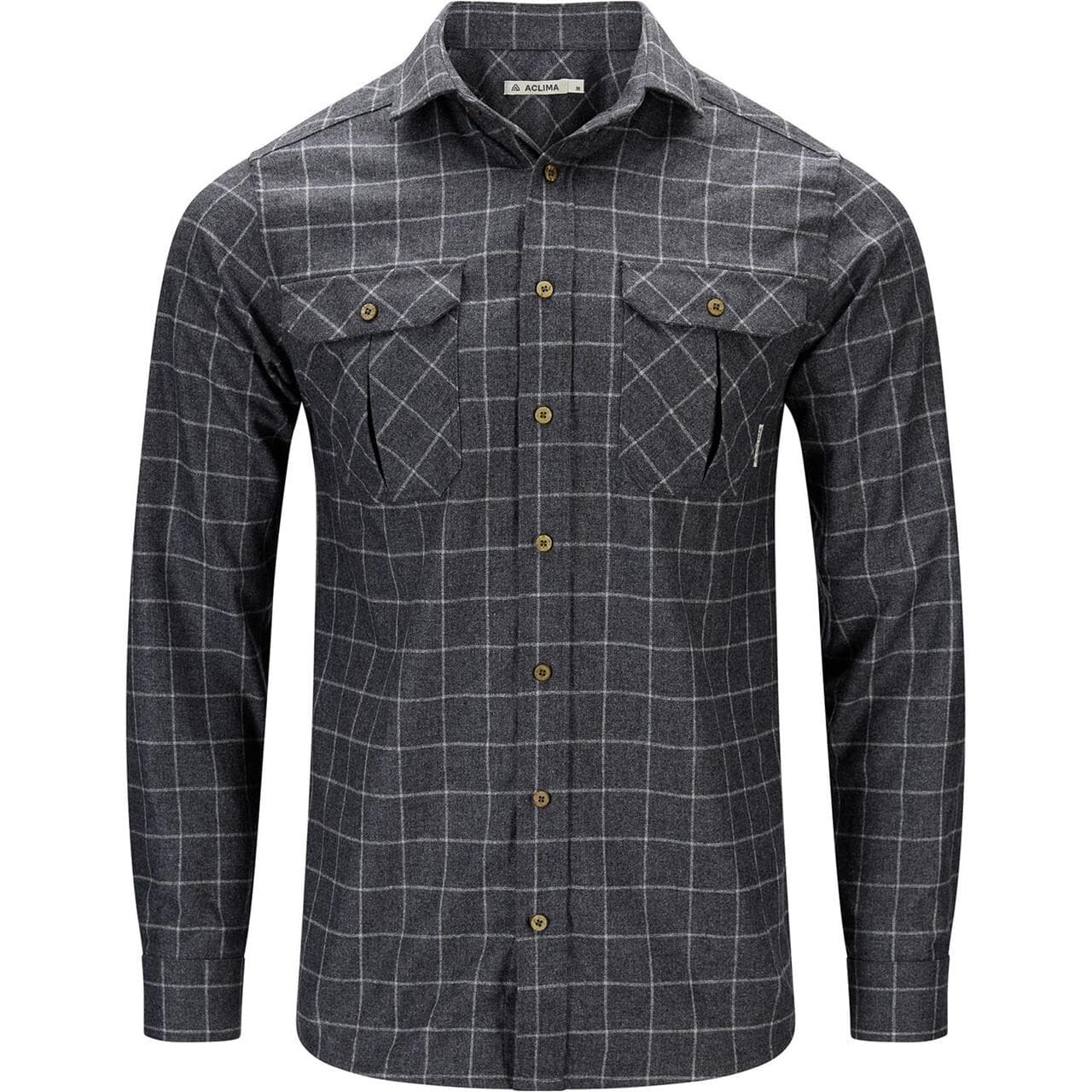 Aclima Mens Leisurewool Reborn Woolshirt  (Sort (GRID SLATE/LIGHT GREY) X-large)