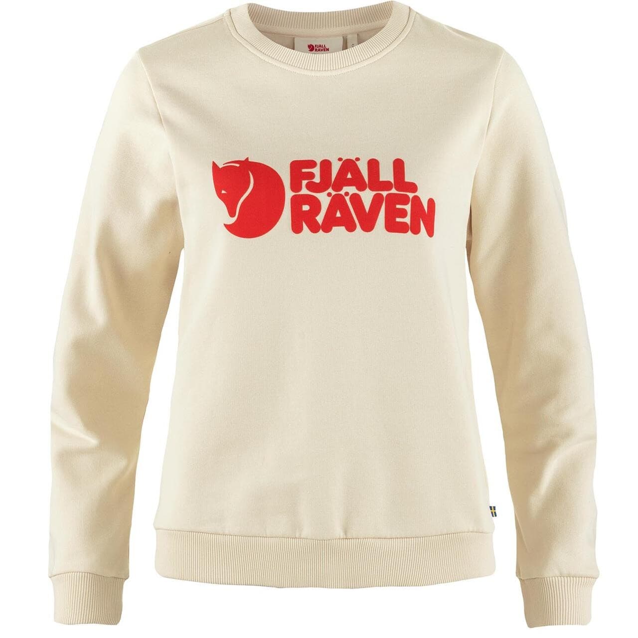 Fjällräven Womens Fjällräven Logo Sweater  (Hvid (CHALK WHITE-FLAME ORNG/113-214) X-small)