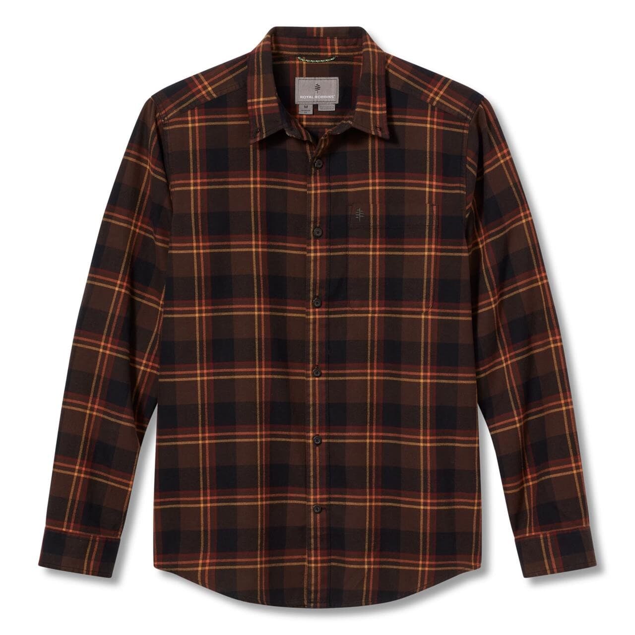 Royal Robbins Mens Lieback Organic Cotton Flannel L/S  (Brun (JAVA TIMBER COVE PLD) Small)
