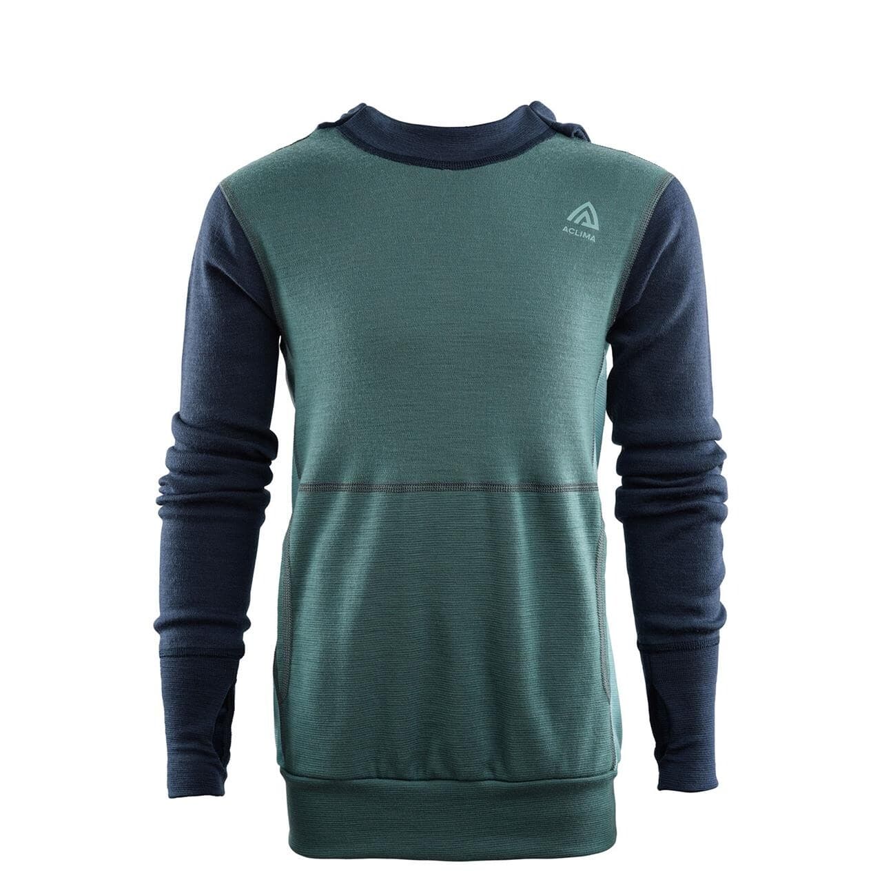 Aclima Kids WarmWool Hoodsweater (Blå (NORTH ATLANTIC/NAVYB/RF WATERS) 150 cm)