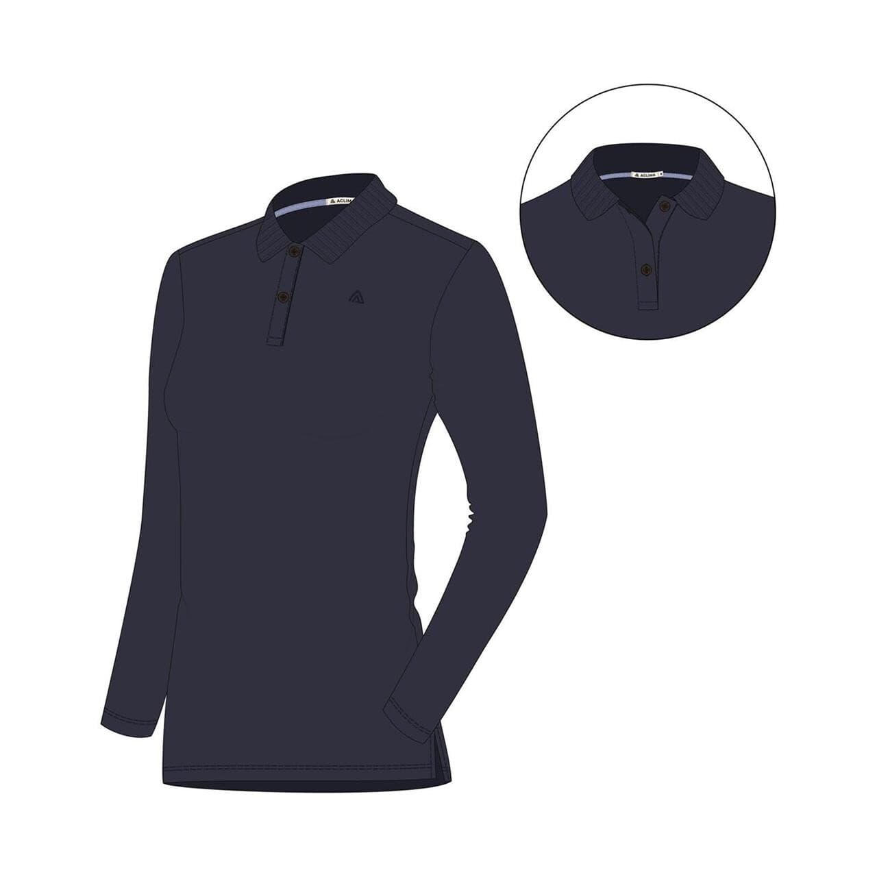 Aclima Womens LeisureWool Pique Longsleeve (Blå (NAVY BLAZER) Small)