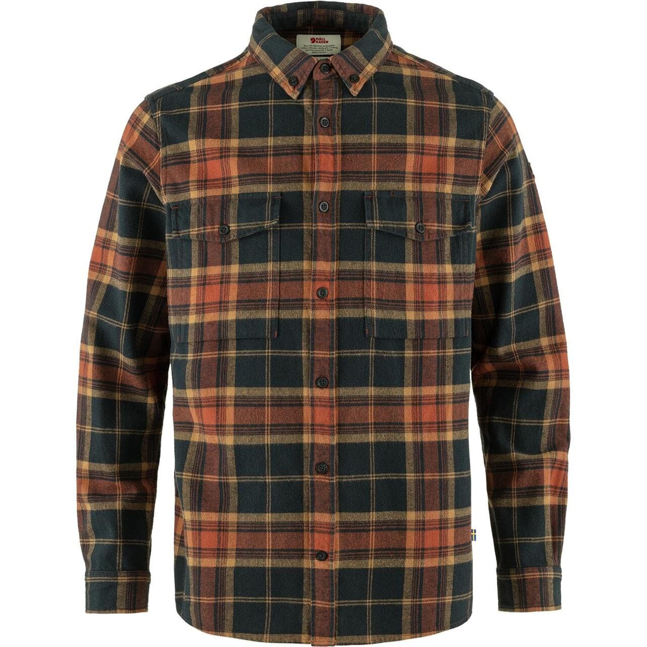 Fjällräven Mens Övik Twill Shirt (Orange (AUTUMN LEAF-DARK NAVY/215-555) Small)