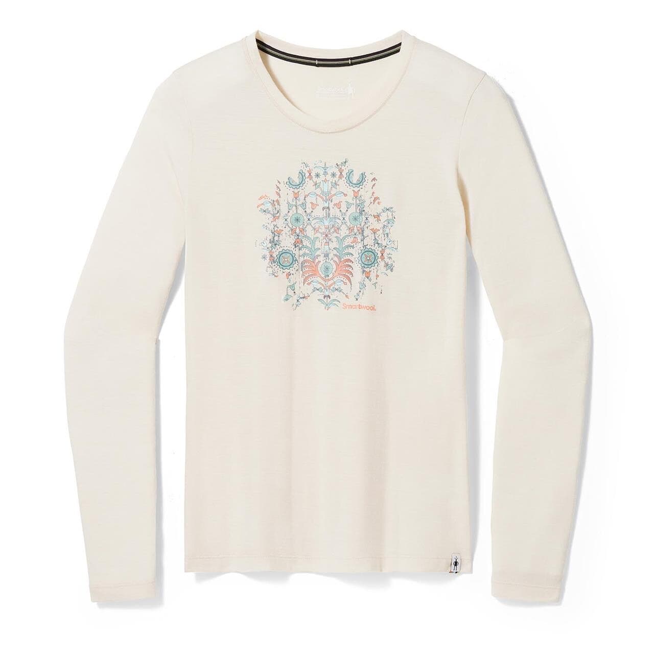 Smartwool Womens Floral Tundra Graphic L/S Tee (Beige (ALMOND HEATHER) Large)