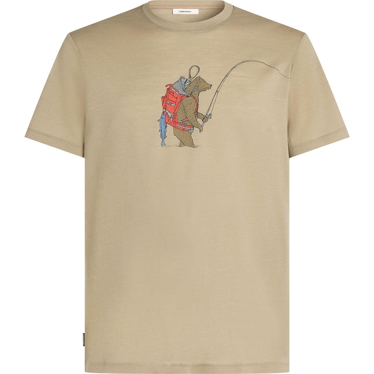 Icebreaker Mens Merino 150 Tech Lite S/S T (Beige (BEAR CATCH/FLAGSTONE) Small)