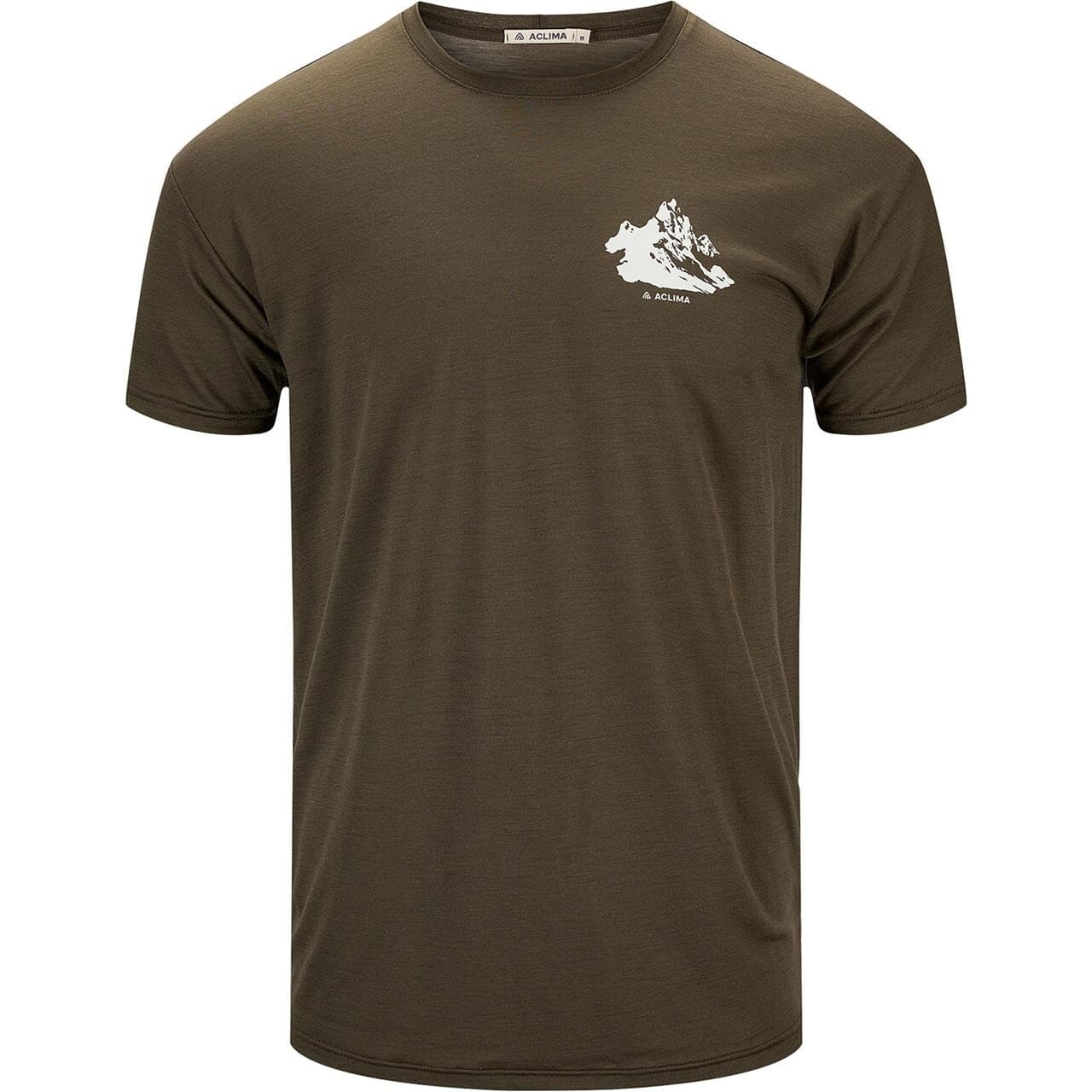 Aclima Mens LightWool Tee Print Mountain (Grøn (TARMAC) XX-large)