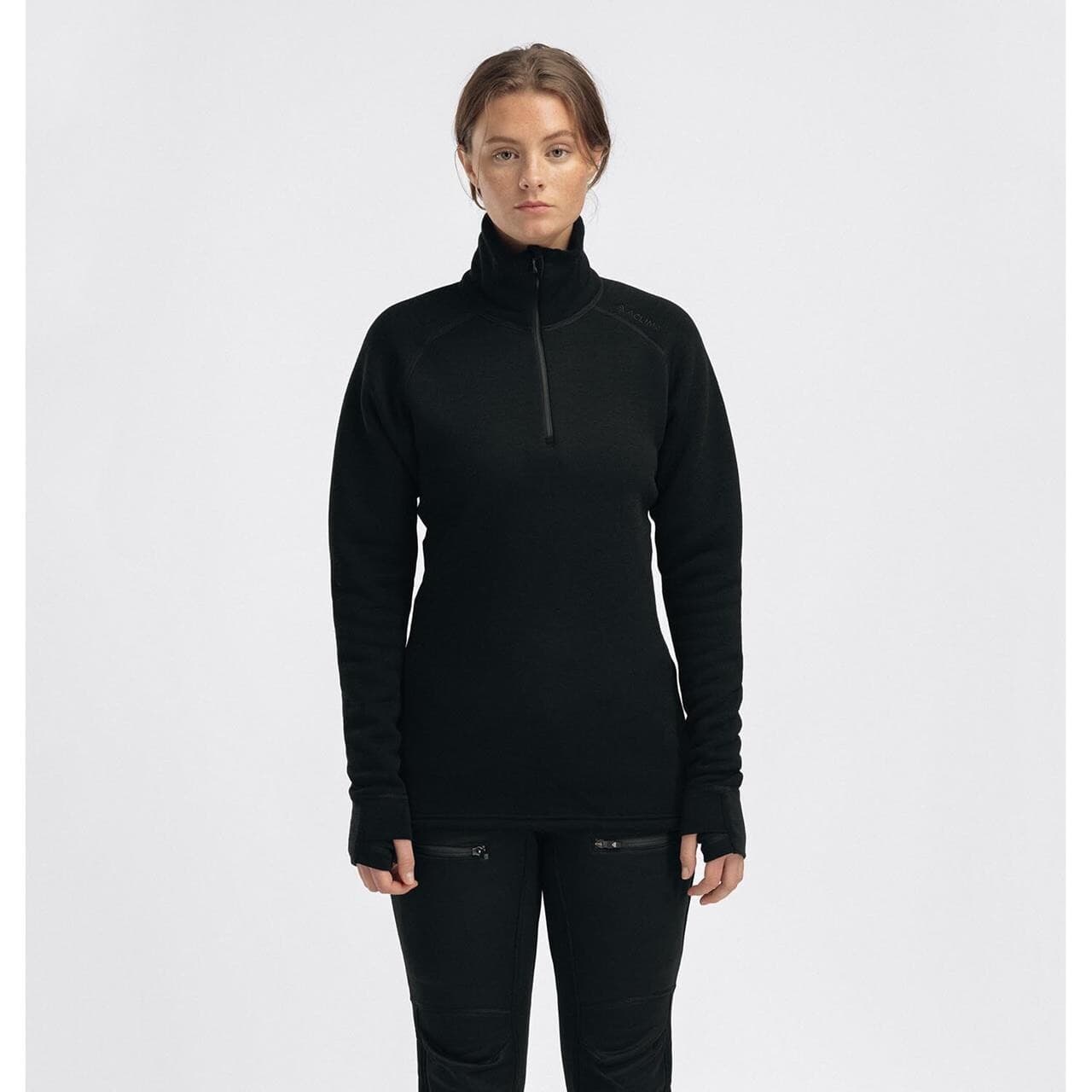 Aclima Womens Fleecewool V2 Polo W/ Zip (Sort (JET BLACK) X-small)