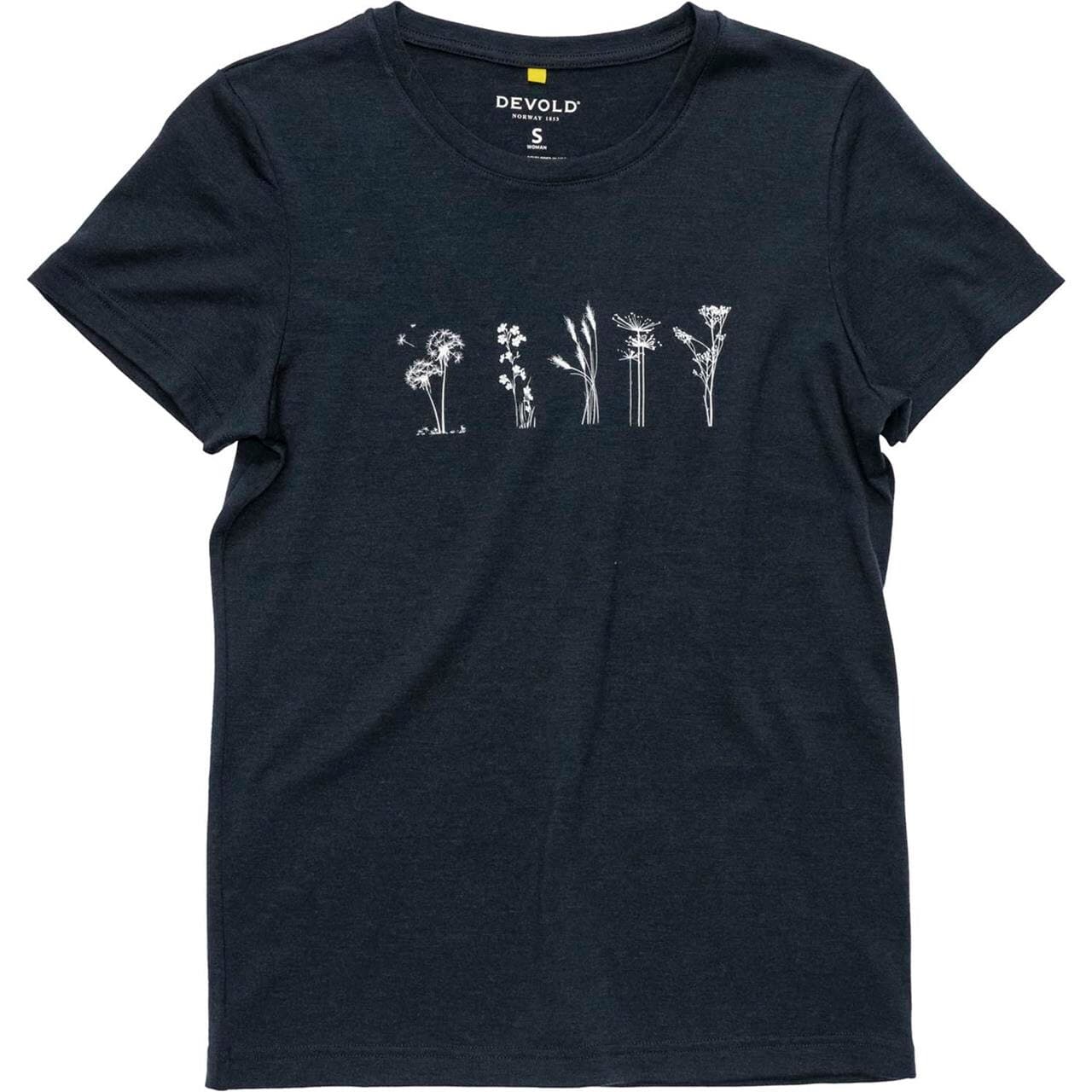 Devold Womens Classic Flowers Tee (Sort (INK) Medium)