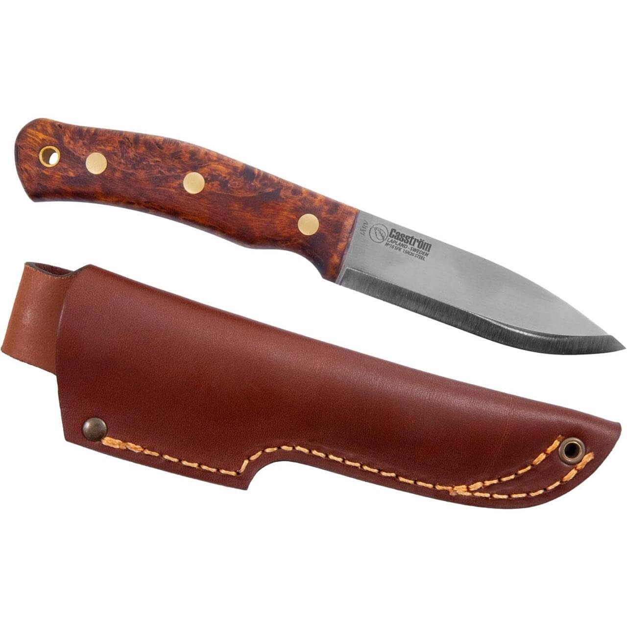 Casström No.10 Swedish Forrest Knife, Järv (Brun (DARK STAINED CURLY BIRCH))