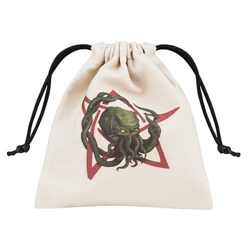 Dice Bag - Call of Cthulhu: Beige back w. head of Mighty Cthulhu (Terningepose) - QWS-BCTH104