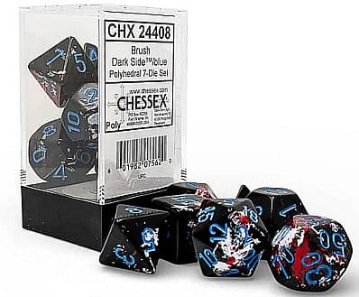 Dice - TerningesÃ¦t - 7 terninger - Brush Dark Side with Blue