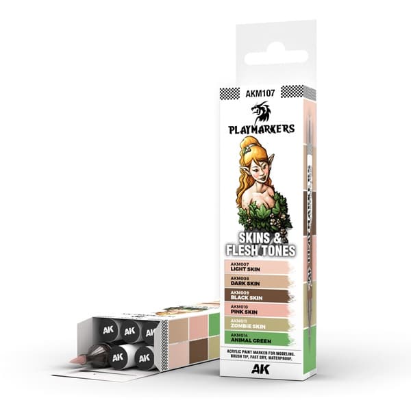 AK Interactive - Playmarkers Set: Skins & Flesh Tones (6 Paint Markers/Malingstuscher)