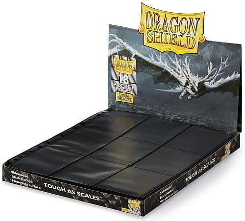 Dragon Shield 18-Pocket Pages: Matte/Non-Glare (Mappelommer til Ringbind/11 Huller) Side-Loading Black (Sort) (50)
