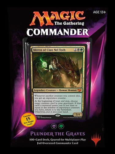 Magic Commander 2015 [EDH] Multiplayer Deck - Sort-GrÃ¸n: Plunder the Graves - 100 kort - 15 Nye Kort