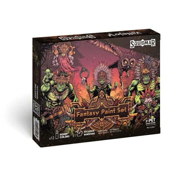 Vallejo Maling - Game Color: Fantasy Paint Set 12 Colors + Figure - 18ml