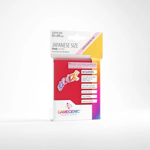Gamegenic: Prime Sleeves: Small/Japanese Size - Red (RÃ¸d) (60 Kortlommer)