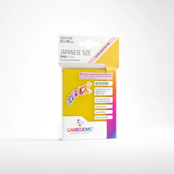 Gamegenic: Prime Sleeves: Small/Japanese Size - Yellow (Gul) (60 Kortlommer)
