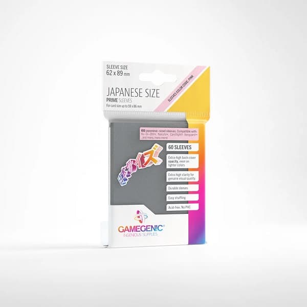 Gamegenic: Prime Sleeves: Small/Japanese Size - Dark Grey (GrÃ¥) (60 Kortlommer)