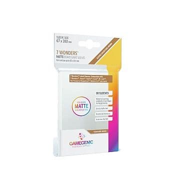 Gamegenic - Matte 7 Wonders Sleeves: 67 x 103 mm - Clear (Transparent) (80 Kortlommer)