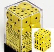 Dice - TerningesÃ¦t - 12 stk. 6 sidet (D6) - Opaque - Yellow with Black