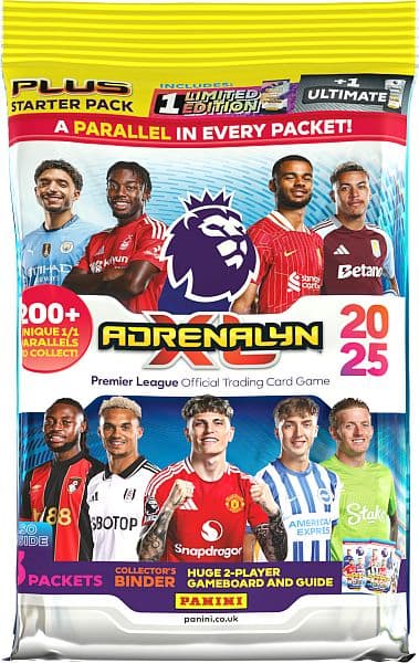 Panini Adrenalyn XL: Premier League 2024/2025 PLUS - Startersæt - Mappe, 3 Booster Packs + Limited Edition & Ultimate