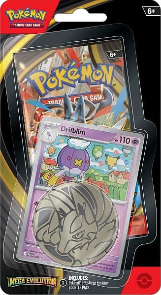 Pokemon Blister Pack - 1-Pack Checklane Blister: 1 Mega Evolution: Base Set Booster Pakke + Drifblim Black Star Promo & Pokemon Mønt