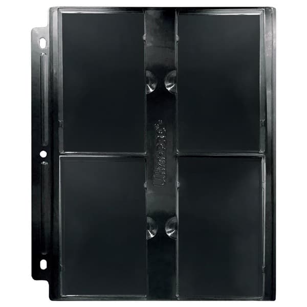 Ultra Pro Mappelommer til Ringbind/3 Huller - Page for PSA 4-Pocket Page: Black (Sort) - 1 stk #16271