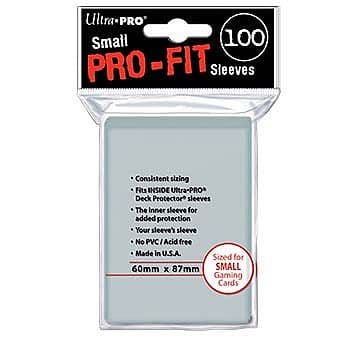 100 lommer - Ultra Pro PRO-Fit SMALL (Perfect Fit 60x87mm) (Gennemsigtige) Dobbelt beskyttelse! - Sleeves #82713