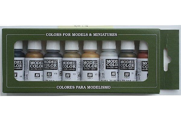 Vallejo Model Color: Paint set â Metallic Colors (8 colors)