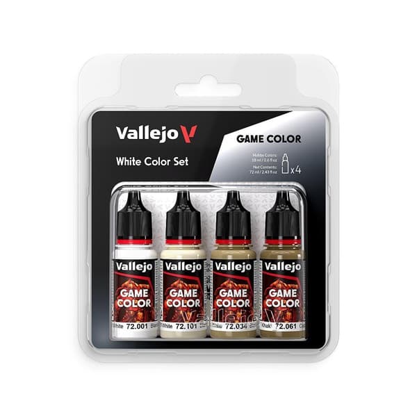 Vallejo Maling - Game Color: White Color Set 4 Colors - 18ml