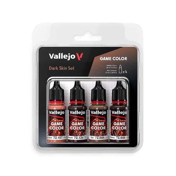 Vallejo Maling - Game Color: Dark Skin Color Set 4 Colors - 18ml