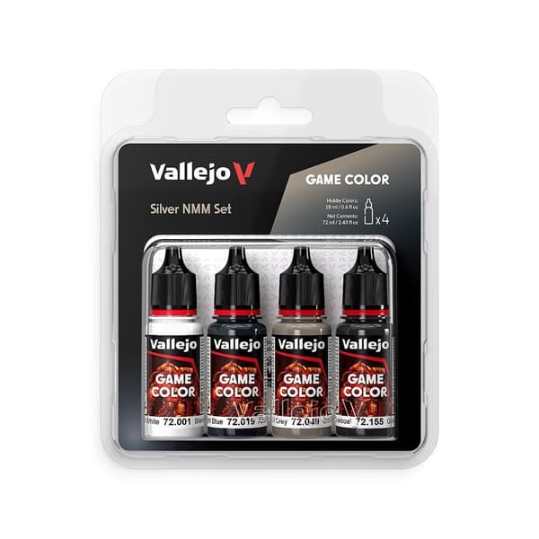 Vallejo Maling - Game Color: Silver NMM Color Set 4 Colors - 18ml