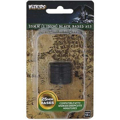 Baser - WizKids Deep Cuts - Black 25mm Round Bases x 15 - WZK73593