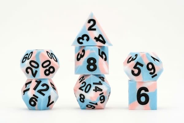 Dice - TerningesÃ¦t - 7 terninger - FanRoll/Metallic Dice Games: Pride - Transgender Flag
