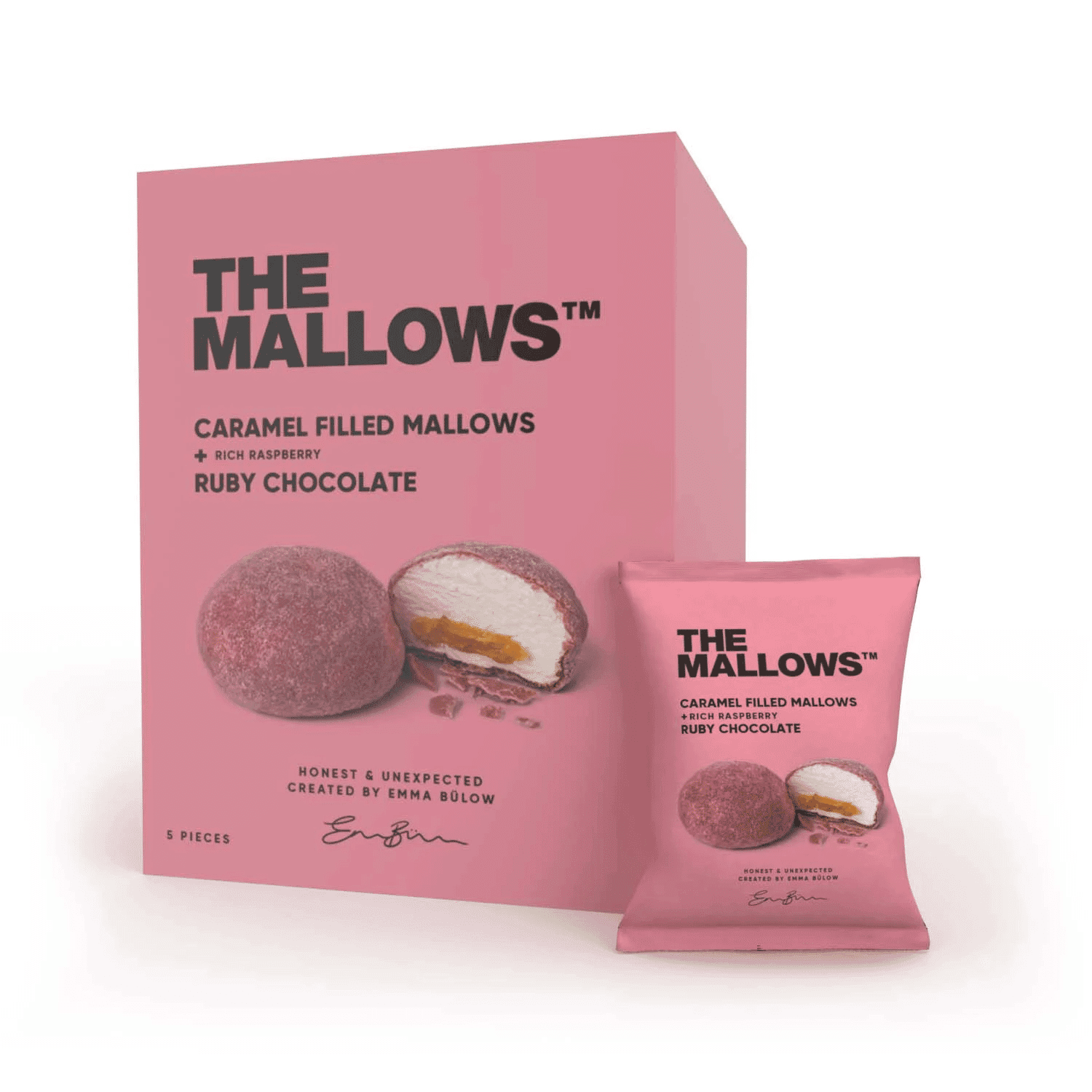 The Mallows, Caramel Filled Mallows + Ruby Chocolate - 5 stk