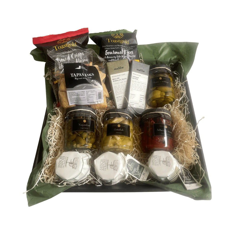 Gavekurv: Tapas, snacks og chokolade