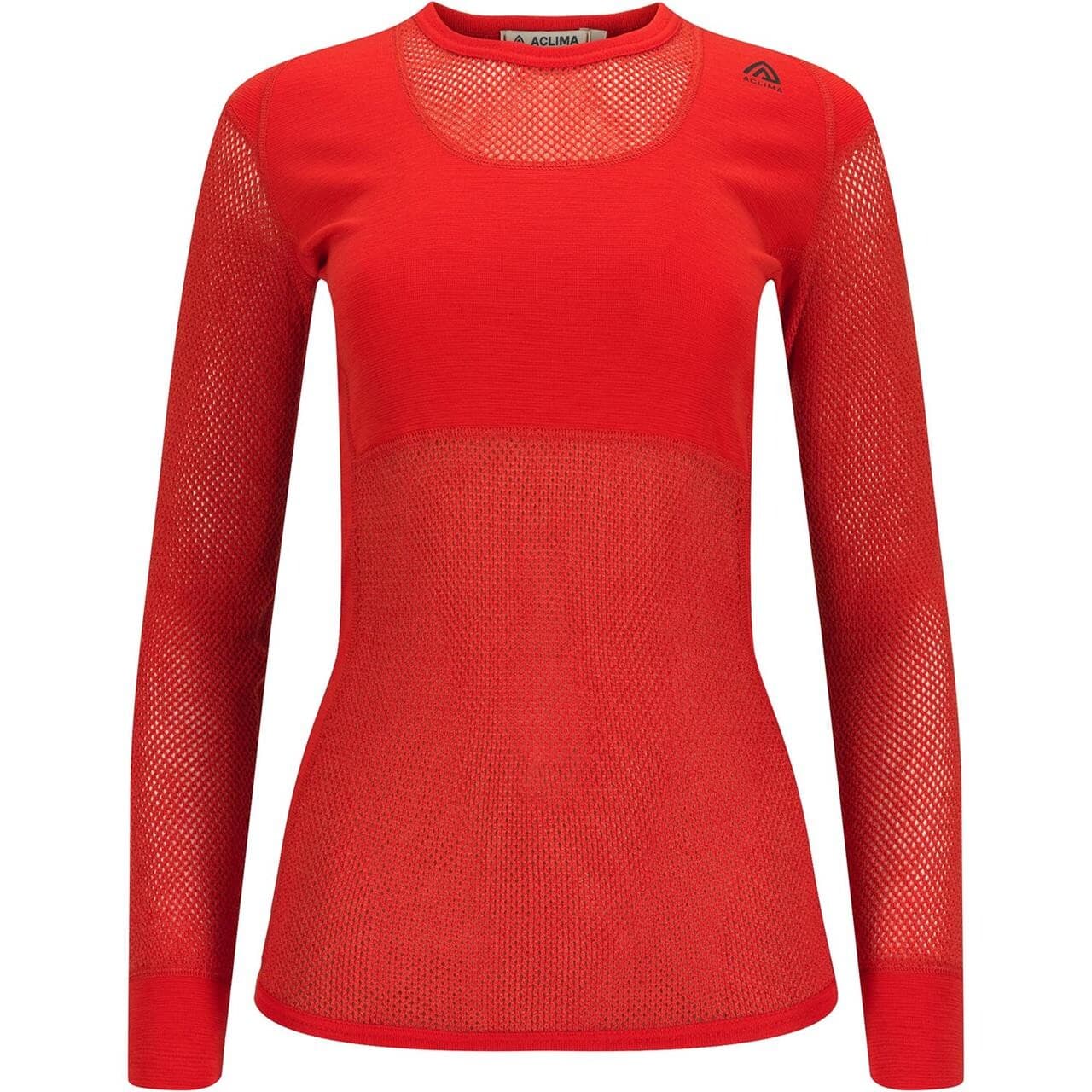 Aclima Womens WoolNet Crew Neck Shirt (Orange (POINCIANA) Small)
