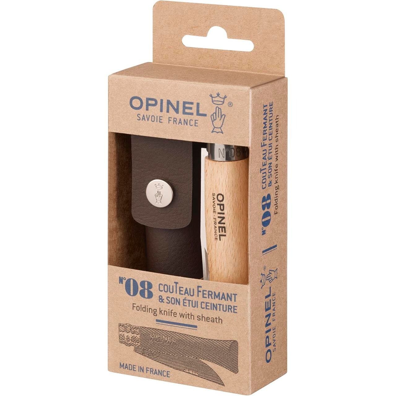 Opinel N°8 Stainless Steel + Sheath (Brun (BEACHWOOD))