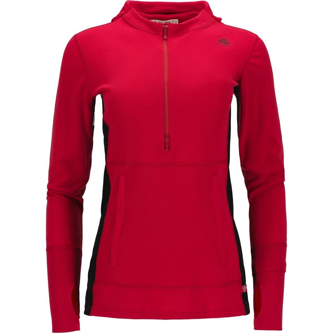 Aclima Womens WarmWool Hood Sweater W/zip (Rød (JESTER RED/JET BLACK) Medium)